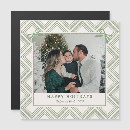 Preppy Green Diamond Pattern Holiday Magnetic Card (Voorkant / Achterkant)