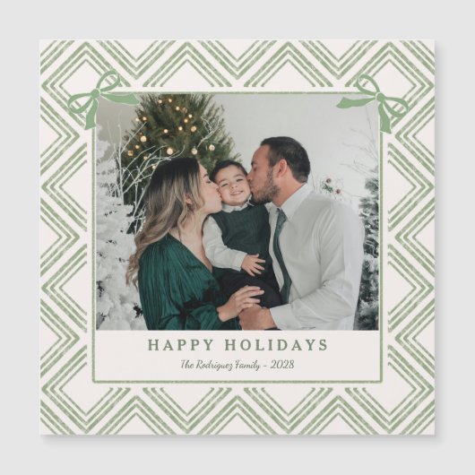 Preppy Green Diamond Pattern Holiday Magnetic Card (Voorkant)