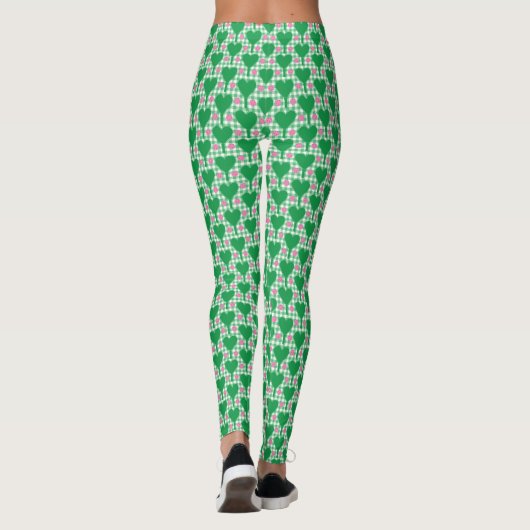 Preppy Green en Pink Gingham Pickleball Leggings (Achterkant)