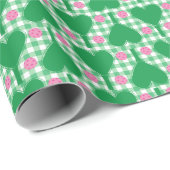 Preppy Green en Pink Wedding Gingham Pickleball Cadeaupapier (Rol Hoek)