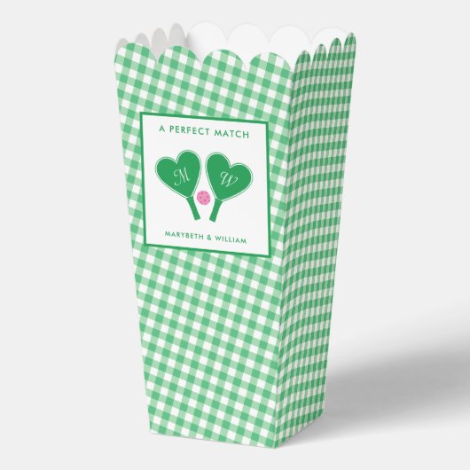Preppy Green en Pink Wedding Pickleball Bedankdoosjes (Voorkant)