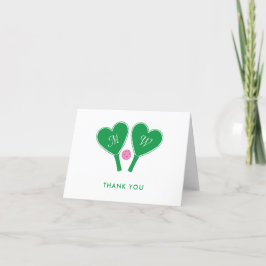 Preppy Green en Pink Wedding Pickleball Bedankkaart