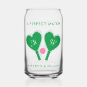 Preppy Green en Pink Wedding Pickleball Blikvorm Glas (Voorkant)