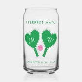 Preppy Green en Pink Wedding Pickleball Blikvorm Glas (Achterkant)