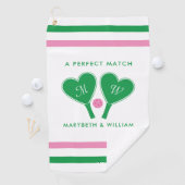 Preppy Green en Pink Wedding Pickleball Golfhanddoek (Insitu)