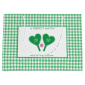Preppy Green en Pink Wedding Pickleball Groot Cadeauzakje (Voorkant)