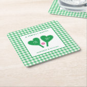 Preppy Green en Pink Wedding Pickleball Kartonnen Onderzetters (Schuin)