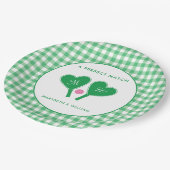 Preppy Green en Pink Wedding Pickleball Papieren Bordje (Gekanteld)