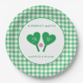 Preppy Green en Pink Wedding Pickleball Papieren Bordje (Voorkant)
