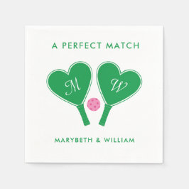 Preppy Green en Pink Wedding Pickleball Servet