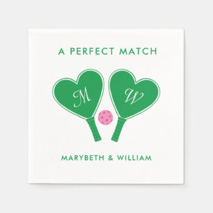 Preppy Green en Pink Wedding Pickleball Servet