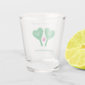 Preppy Green en Pink Wedding Pickleball Shot Glas (Achterkant)