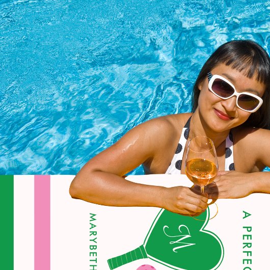 Preppy Green en Pink Wedding Pickleball Strandlaken