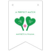 Preppy Green en Pink Wedding Pickleball Vlaggetjes (Eerste vlag)