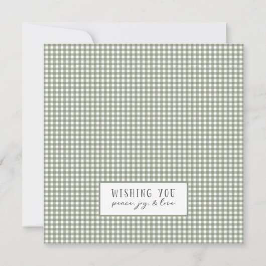 Preppy Green Gingham Christmas Photo Card Feestdagenkaart (Achterkant)