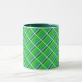Preppy Green Gingham Plaid met witte strepen Mok (Midden)