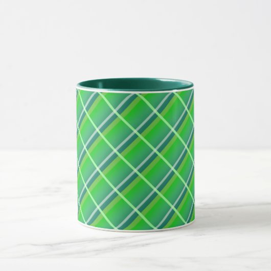 Preppy Green Gingham Plaid met witte strepen Mok (Midden)