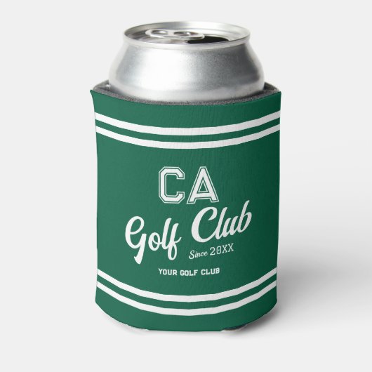 Preppy Green Golf Club Custom Crest Party Blikjeskoeler (Blikje Achterkant)