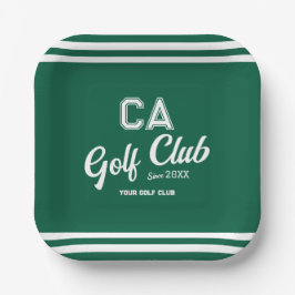 Preppy Green Golf Club Custom Crest Party Papieren Bordje