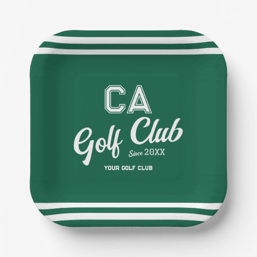 Preppy Green Golf Club Custom Crest Party Papieren Bordje (Voorkant)