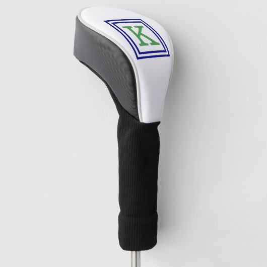 Preppy Green Monogram with Navy Blue Border Golfheadcover (Schuin)