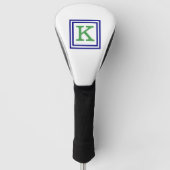 Preppy Green Monogram with Navy Blue Border Golfheadcover (Voorkant)