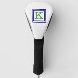 Preppy Green Monogram with Navy Blue Border Golfheadcover
