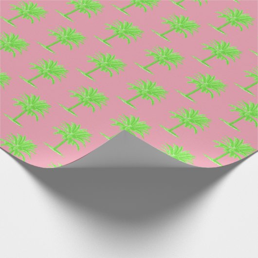 Preppy Green Palm Tree Cadeaupapier (Hoek)
