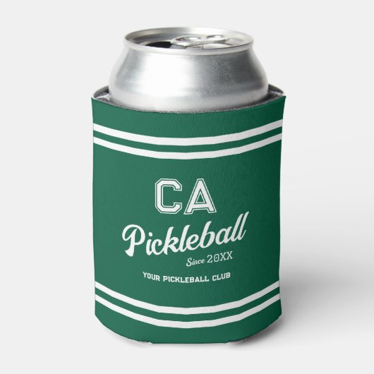 Preppy Green Pickleball Club Custom Crest Party Blikjeskoeler (Blikje Voorkant)