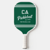 Preppy Green Pickleball Club Custom Crest Party Paddle (Achterkant)