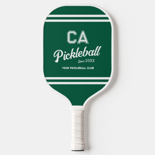 Preppy Green Pickleball Club Custom Crest Party Paddle (Voorkant)
