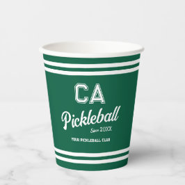 Preppy Green Pickleball Club Custom Crest Party Papieren Bekers