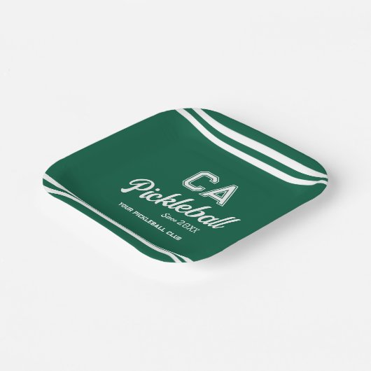 Preppy Green Pickleball Club Custom Crest Party Papieren Bordje (Gebogen)