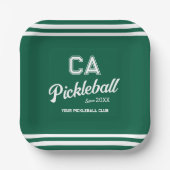 Preppy Green Pickleball Club Custom Crest Party Papieren Bordje (Voorkant)