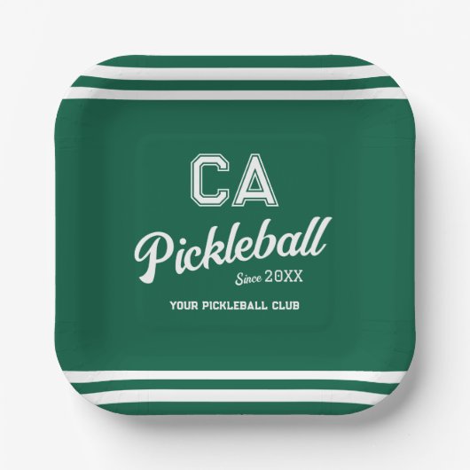 Preppy Green Pickleball Club Custom Crest Party Papieren Bordje (Voorkant)