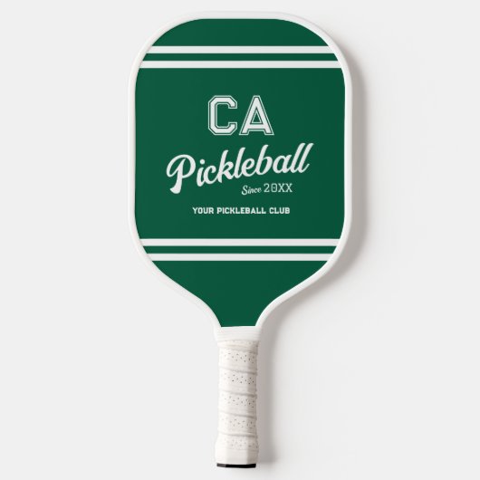 Preppy Green Pickleball Club Custom Crest Party Pickleball Paddle (Achterkant)