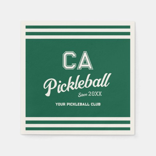 Preppy Green Pickleball Club Custom Crest Party Servet (Voorkant)