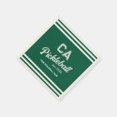 Preppy Green Pickleball Club Custom Crest Party Servet (Hoek)