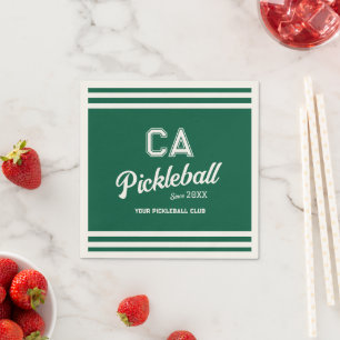 Preppy Green Pickleball Club Custom Crest Party Servet