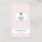 Preppy Green & Pink Stripes Bakery Logo QR Code Visitekaartje (Voorkant)