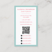 Preppy Green & Pink Stripes Bakery Logo QR Code Visitekaartje (Achterkant)