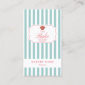 Preppy Green & Pink Stripes Bakery Logo QR Code Visitekaartje (Voorkant)