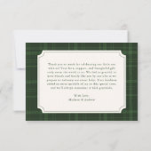 Preppy Green Plaid Teddy Bear Baby Shower Bedankkaart (Achterkant)