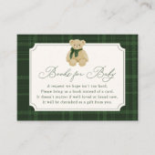 Preppy Green Plaid Teddy Bear Book Request Informatiekaartje (Voorkant)