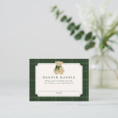 Preppy Green Plaid Teddy Bear Diaper Raffle Informatiekaartje (Staand voorkant)