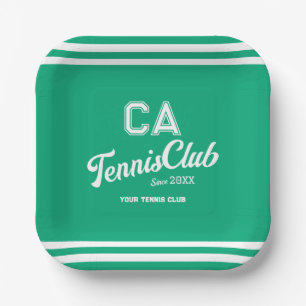 Preppy Green Tennis Club Custom Crest Party Papieren Bordje