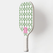 Preppy Green Trellis Bamboo Small Pattern Monogram Pickleball Paddle (Links)