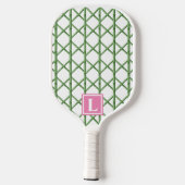 Preppy Green Trellis Bamboo Small Pattern Monogram Pickleball Paddle (Achterkant)