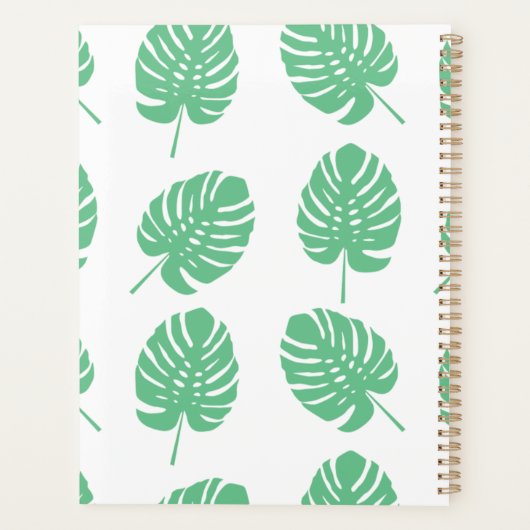 Preppy Green Tropical Monster leest gepersonalisee Planner (Achterkant)