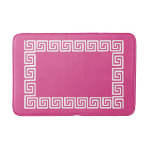 Preppy Griekse Sleutel – Heet Roze & Wit Badmat